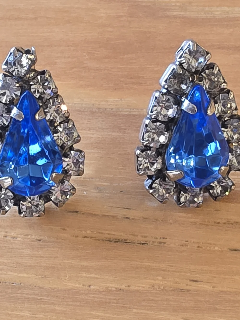 Blue Crystal Teardrop Necklace and Earrings Set Statement Jewelry
